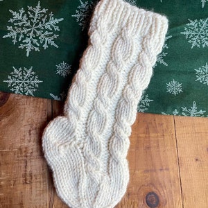 Hand Knit Cabled Christmas Stocking - Ready to Ship!