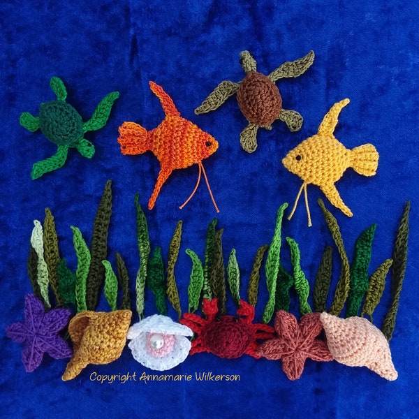 PATTERN--"Undersea Friends" Mini Amigurumi PDF Pattern--Instant Download--Full Written in US English Terms--Original Design--Crochet Thread