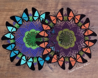 PATTERN--&quot;Butterflies and Shadows&quot; Doily PDF Pattern--Instant Download--Full Written in US English Terms--Original Design--Crochet Thread