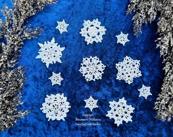 PATTERN--"Textured Snowflakes" PDF Pattern Set--Instant Download--Full Written Pattern in US English Terms--Original Design--Ornaments