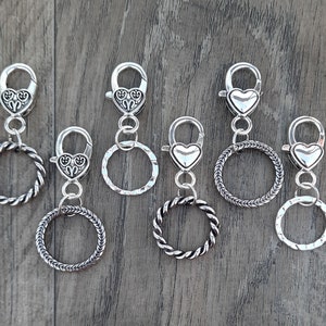 NEW Silver Organizer Rings for Stitch Markers / Hook Size Reminders--Large Clasps--Multiple Styles to Choose from--2 Ring Sizes--Comes Empty