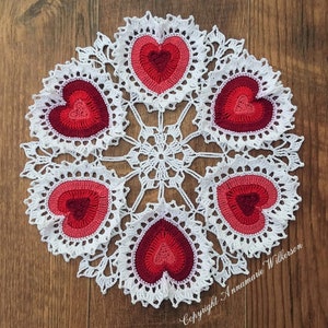 PATTERNValentine Heart Crochet Doily PDF PatternTéléchargement instantanéComplet écrit en termes anglais américainsConception originaleAmour image 2