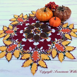 PATTERNAutumn Leaves and Lace Doily PDF PatternInstant DownloadFull Written in US English TermsOriginal DesignCrochet Thread image 8