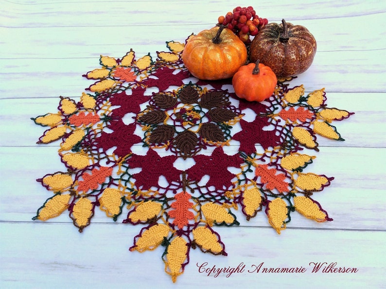 PATTERNAutumn Leaves and Lace Doily PDF PatternInstant DownloadFull Written in US English TermsOriginal DesignCrochet Thread image 8