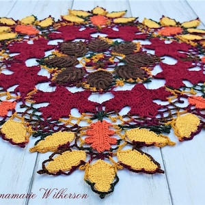 PATTERNAutumn Leaves and Lace Doily PDF PatternInstant DownloadFull Written in US English TermsOriginal DesignCrochet Thread image 6