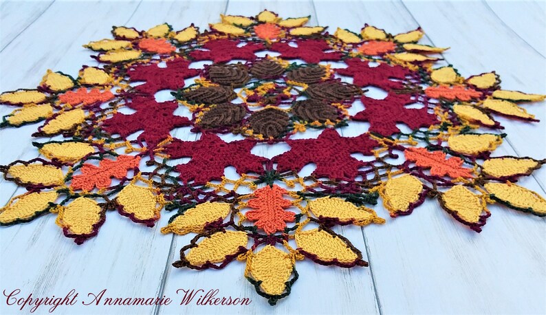PATTERNAutumn Leaves and Lace Doily PDF PatternInstant DownloadFull Written in US English TermsOriginal DesignCrochet Thread image 6