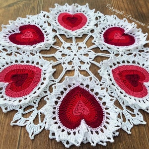 PATTERN--&quot;Valentine Heart&quot; Crochet Doily PDF Pattern--Instant Download--Full Written in US English Terms--Original Design--Love