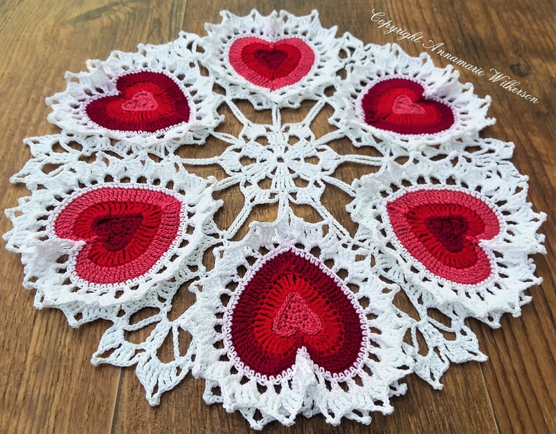 PATTERNValentine Heart Crochet Doily PDF PatternTéléchargement instantanéComplet écrit en termes anglais américainsConception originaleAmour image 1