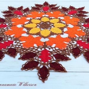 PATTERNAutumn Leaves and Lace Doily PDF PatternInstant DownloadFull Written in US English TermsOriginal DesignCrochet Thread image 3