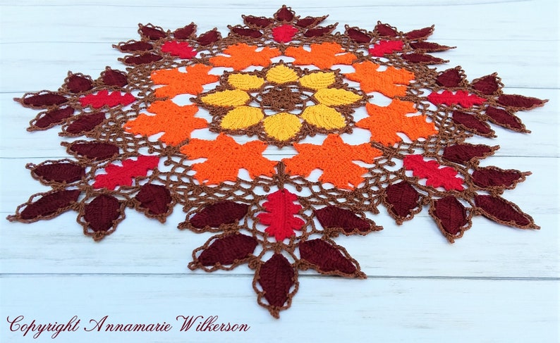 PATTERNAutumn Leaves and Lace Doily PDF PatternInstant DownloadFull Written in US English TermsOriginal DesignCrochet Thread image 3