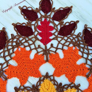 PATTERNAutumn Leaves and Lace Doily PDF PatternInstant DownloadFull Written in US English TermsOriginal DesignCrochet Thread image 7