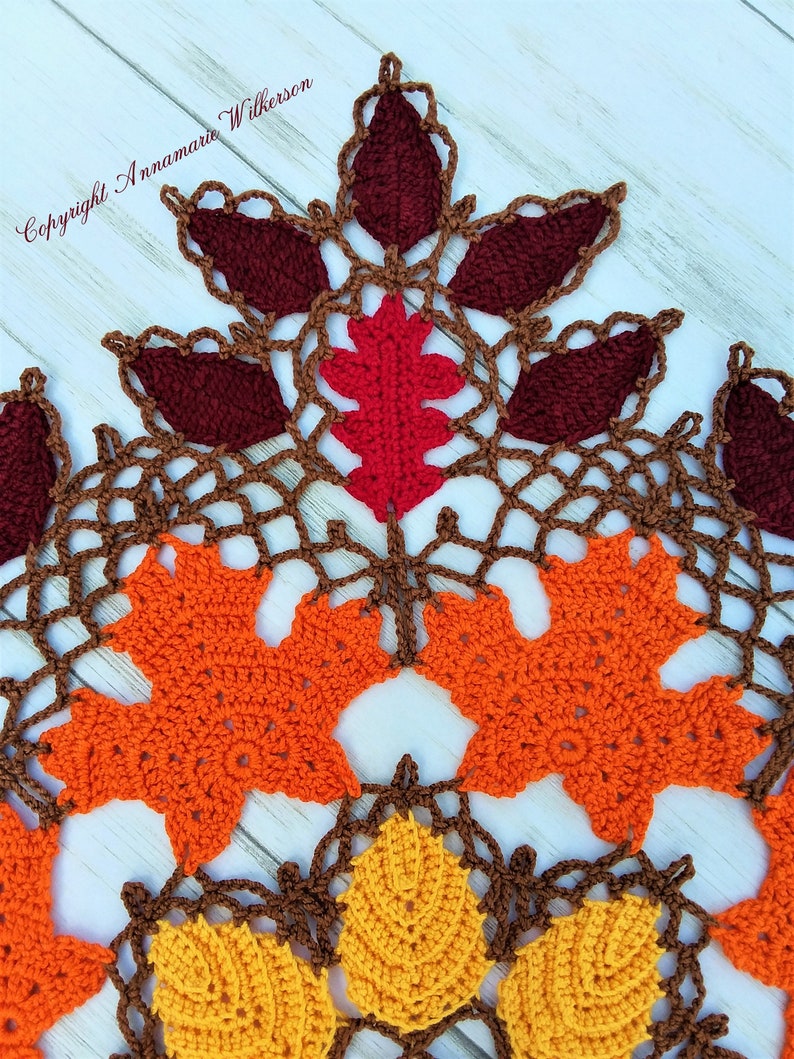 PATTERNAutumn Leaves and Lace Doily PDF PatternInstant DownloadFull Written in US English TermsOriginal DesignCrochet Thread image 7