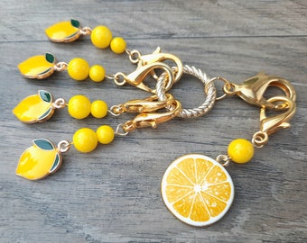 4-Piece "Lemon Zest" Deluxe Stitch Marker Set--23mm Clasps--Optional Organizer Extras to Add--Matching Set Available