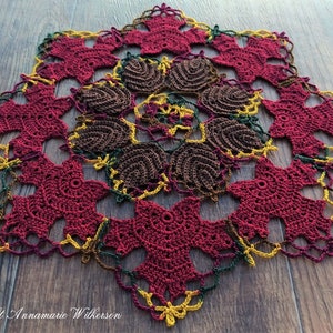 PATTERNAutumn Leaves and Lace Doily PDF PatternInstant DownloadFull Written in US English TermsOriginal DesignCrochet Thread image 9