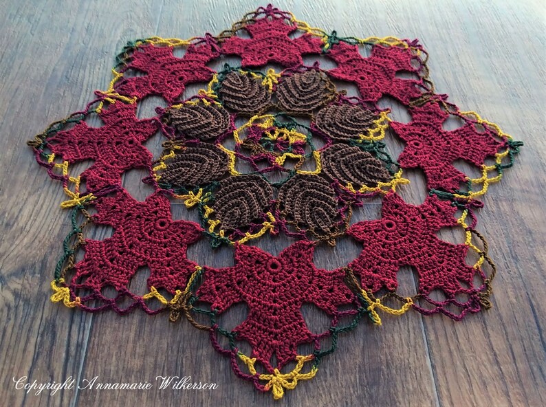 PATTERNAutumn Leaves and Lace Doily PDF PatternInstant DownloadFull Written in US English TermsOriginal DesignCrochet Thread image 9