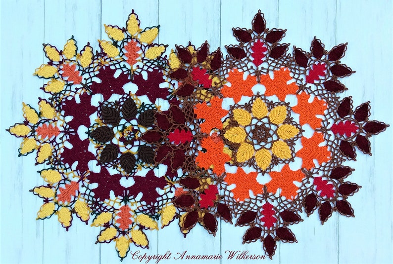 PATTERNAutumn Leaves and Lace Doily PDF PatternInstant DownloadFull Written in US English TermsOriginal DesignCrochet Thread image 2