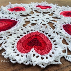 PATTERNValentine Heart Crochet Doily PDF PatternTéléchargement instantanéComplet écrit en termes anglais américainsConception originaleAmour image 3