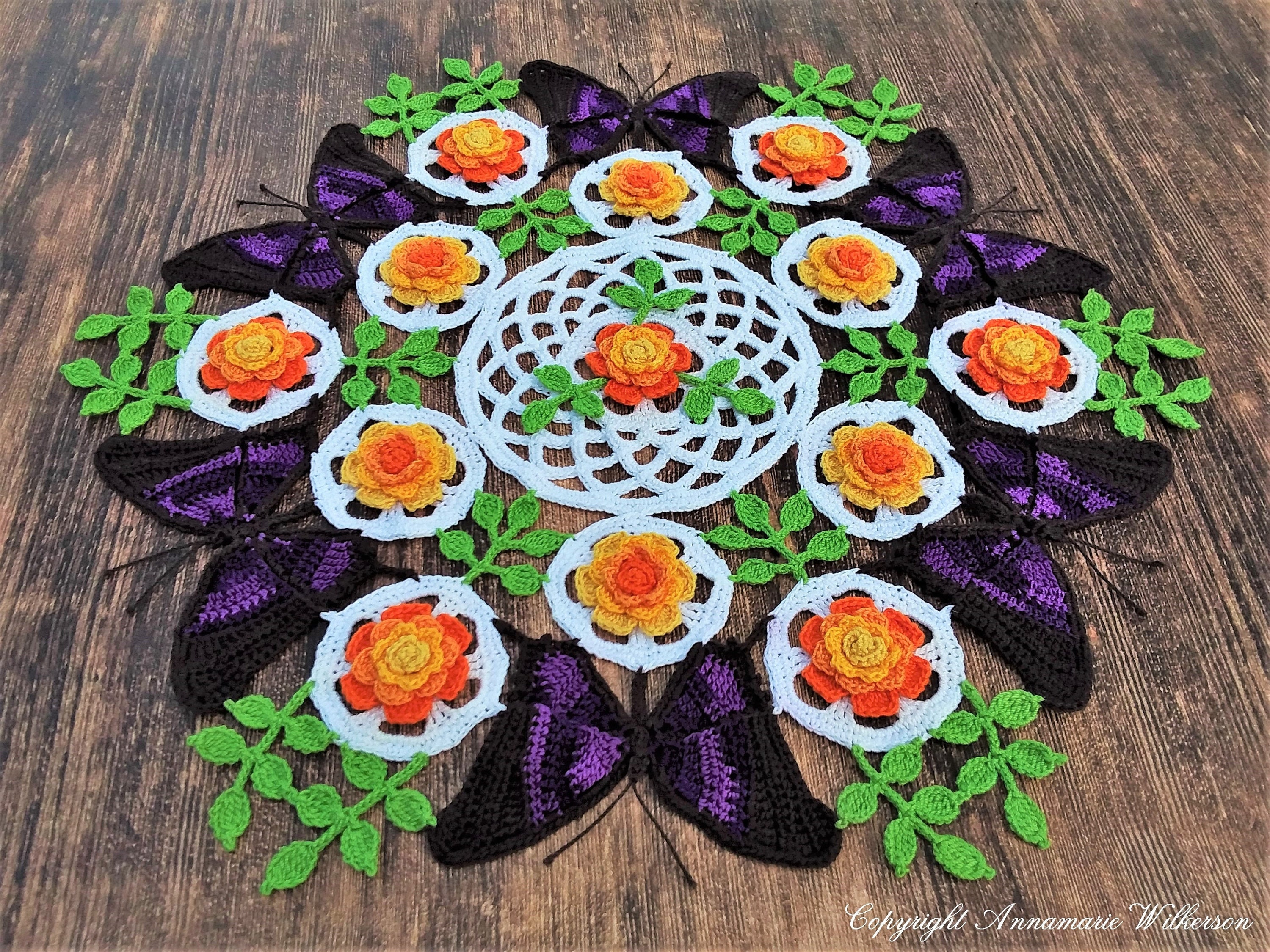 PATTERN--"Butterfly Rose Garden" Doily PDF Pattern--Instant Download--Full Written in US English Terms--Original Design--Crochet Thread
