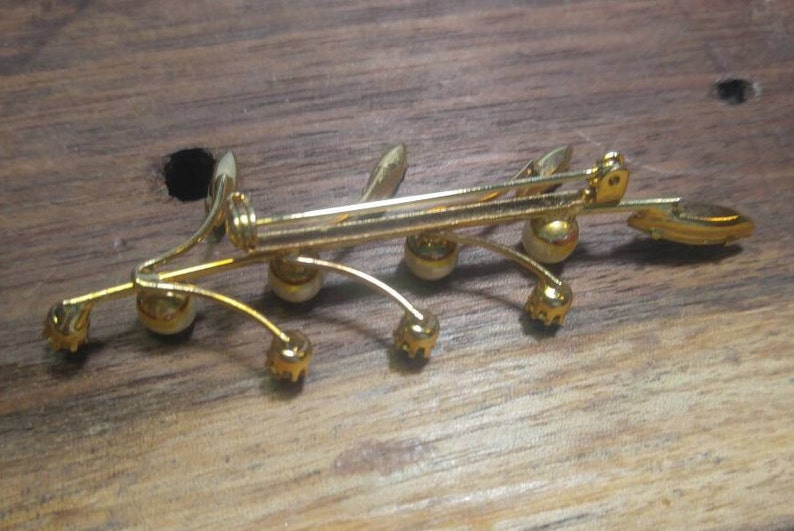 Sale Unusual Design! was 32.00 Vintage Rhinestone Goldtone Demi Parure~ Brooch /& Clip Earrings