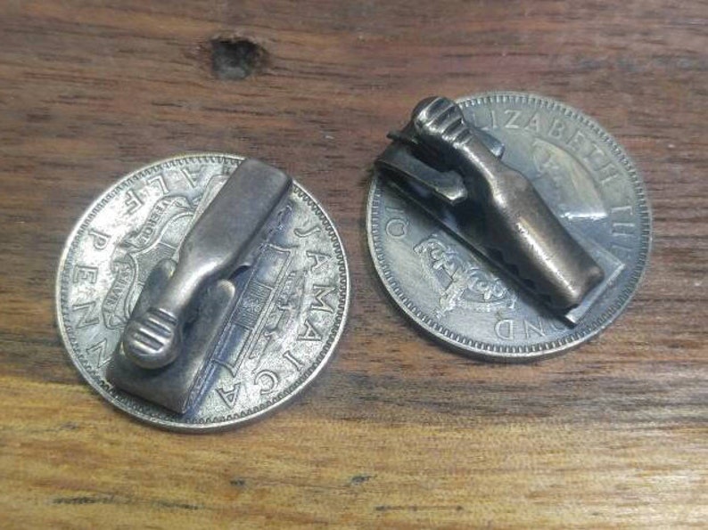 Jamaica 1962 Half Penny Coin Clips The Second Queen Elizabeth | Etsy