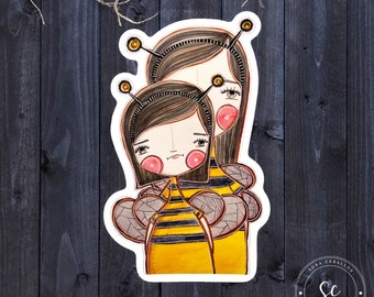 Mother Daughter, my little bumblebee  sticker 3in, Weatherproof sticker for your laptop or water bottle
