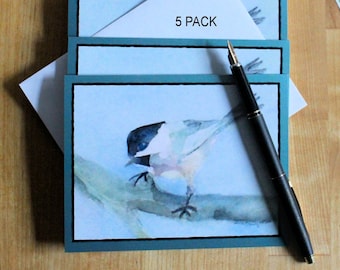Chickadee Watercolor Note Card Set Any Occasion Stationery