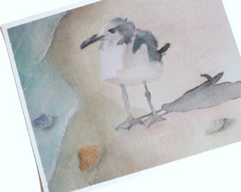 Beach Art Seagull Watercolor Print
