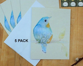 Bluebird Card Set Minimalist Watercolor Bird Note Cards Artistic Songbird Notecards Happiness Thrush Invitations Backyard Bird Watcher Gift