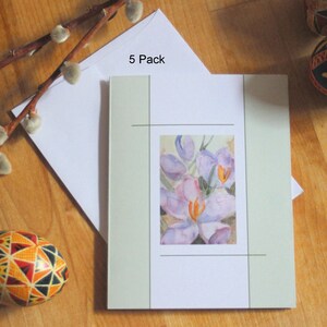 Purple Crocus Note Card Easter Greeting Cards Spring Flower Invitations Floral Watercolor Thank You Stationery All Occasion Thinking of You