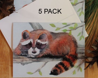 Raccoon Note Cards Cute Woodland Animal Stocking Stuffer Nature Wildlife Watercolor Stationery Card Set Forest Animal Birthday Invitations