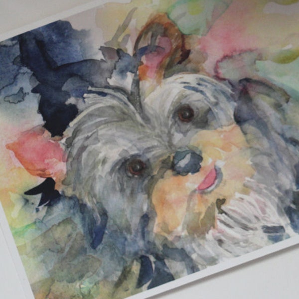 Yorkie Art Print Yorkshire Terrier Watercolor Dog Picture Nursery Office Animal Theme Wall Decor Dog Walker Gift Painting unframed