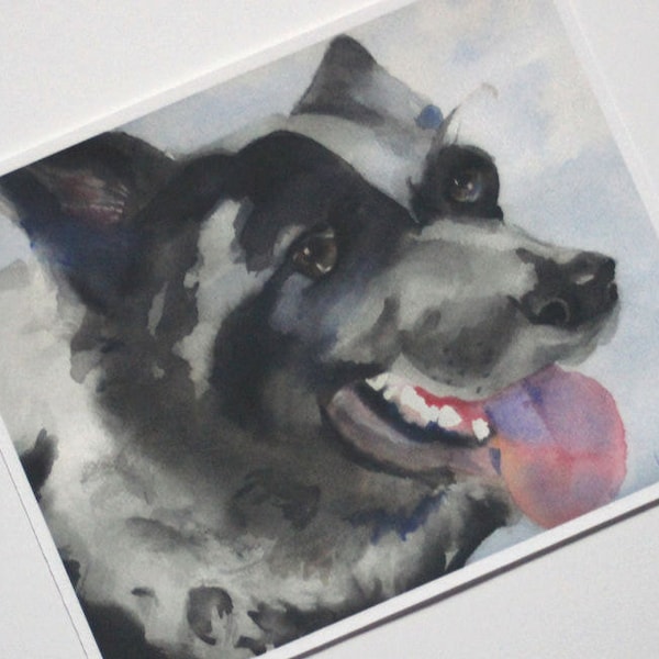Border Collie Mix Watercolor Print Dog Picture Canine Art Portrait Painting Animal Lover Pet Sitter Gift Home Decor Artwork K9 unframed
