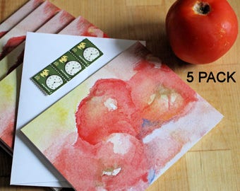 Tomato Watercolor Kitchen Cards Tomatoes Recipe Swap Note Card Food Theme Dinner Party Invitations Hostess Thank You Notecards Foodie Gift