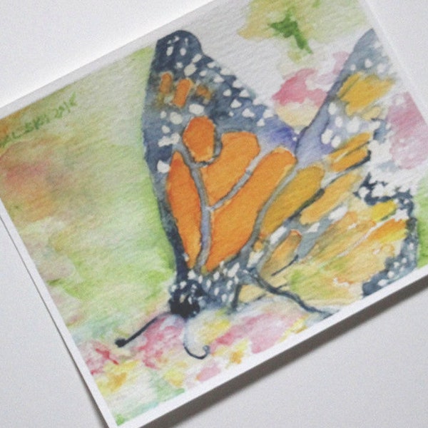 Monarch Butterfly Watercolor Art Print, unframed