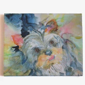 Yorkie Watercolor Stretched Canvas Print Yorkshire Terrier Wall Art Dog Walker Sitter Gift Ready to Hang