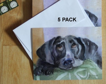 Labrador Retriever Cards Black Lab Watercolor Stationery Dog Walker Sitter Small Gift Thank You Note Birthday Greeting Card Set Invitations
