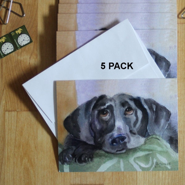 Labrador Retriever Cards Black Lab Watercolor Stationery Dog Walker Sitter Small Gift Thank You Note Birthday Greeting Card Set Invitations