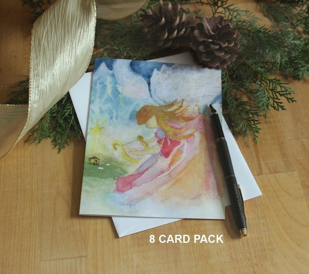 Angel Christmas Cards Religious Card Set Christian Nativity | Etsy
