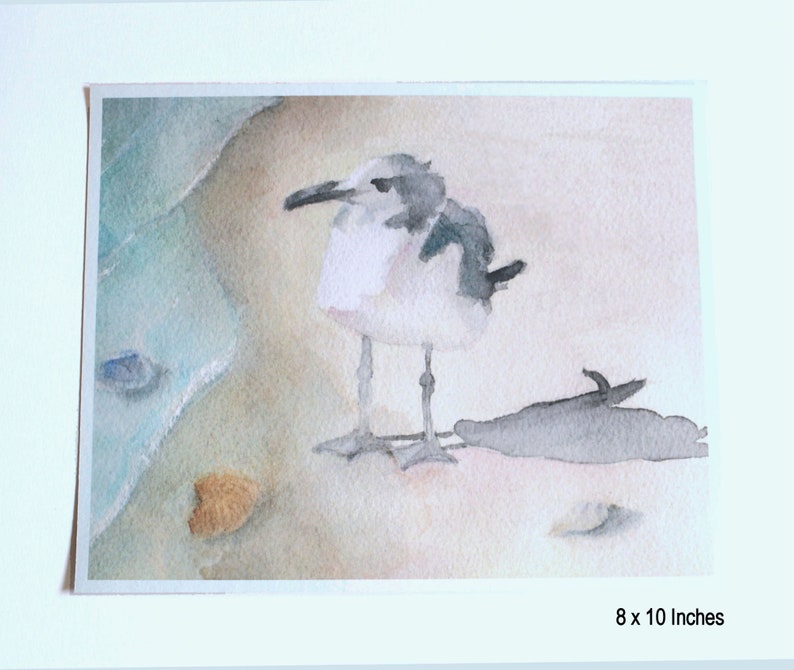 Seagull Watercolor Art Print Shore Bird Picture Sea Bird Beach House Painting Gull Seashore Wall Decor Seaside Artwork Shore Life unframed 8x10 inches