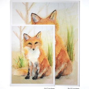 Fox Watercolor Print Woodland Animal Nursery Art Forest Wildlife Painting Red Fox Picture Home Office Kids Wall Decor Nature Lover unframed image 5