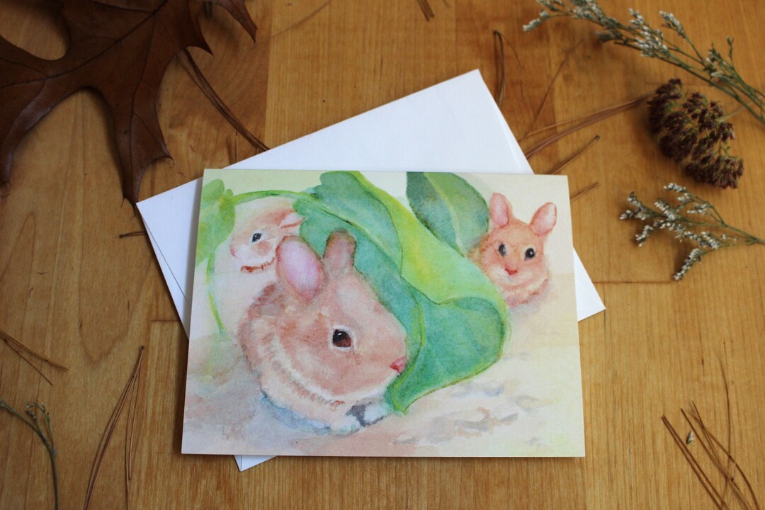 Woodland Rabbit Card Baby Bunny Note Cards Wildlife Invitation - Etsy