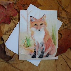 Fox Note Card Woodland Animal Watercolor Thank You Cards Cute Nature Lover Invitation Artistic Wildlife Stationery All Occasion Notecard