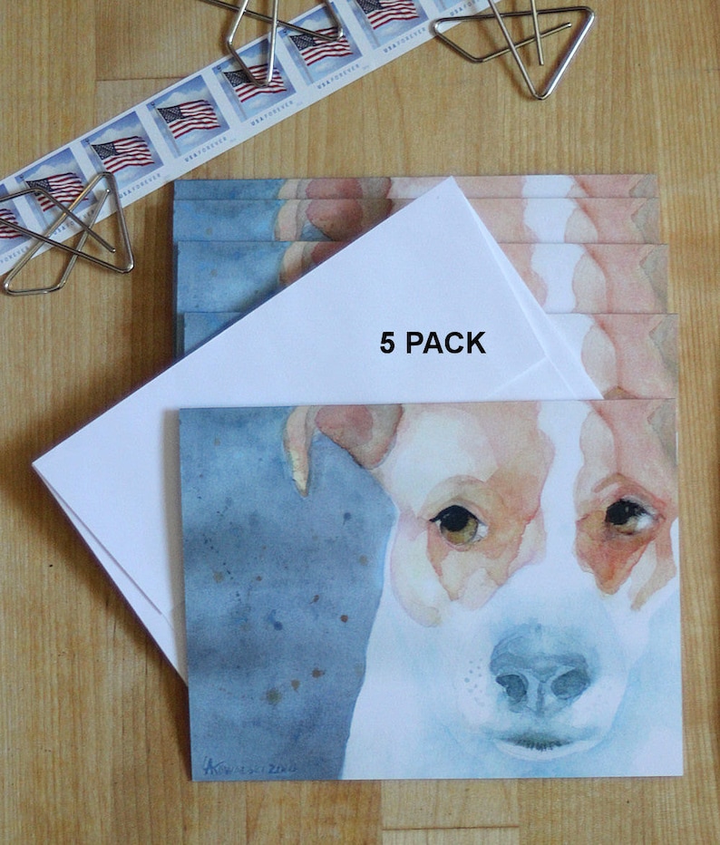 Set of 4 Puppy Dog Jack Russell Terrier Stationery Greeting Notecards// Envelopes