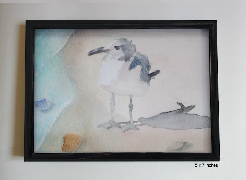 Seagull Watercolor Art Print Shore Bird Picture Sea Bird Beach House Painting Gull Seashore Wall Decor Seaside Artwork Shore Life unframed image 8