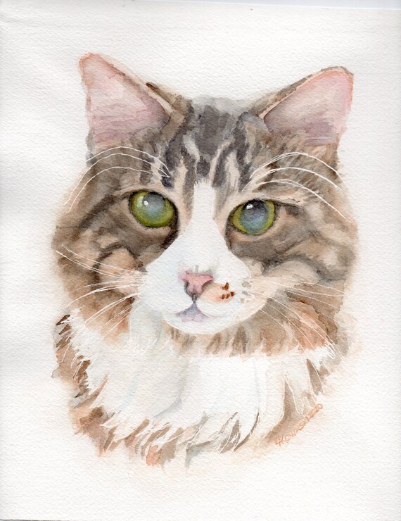 Personnalise Pet Portrait Chien Aquarelle Peinture Chat Etsy France