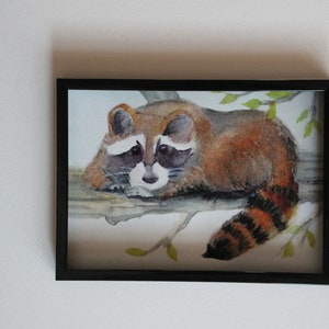 Raccoon Watercolor Print Forest Animal Nursery Art Woodland Racoon Painting Wildlife Picture Home Office Wall Decor Nature Lover unframed image 7