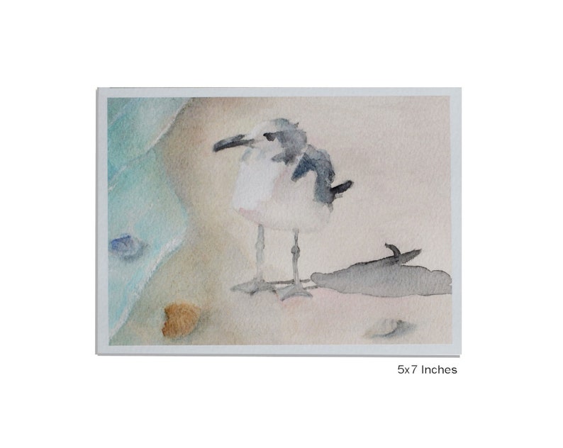 Seagull Watercolor Art Print Shore Bird Picture Sea Bird Beach House Painting Gull Seashore Wall Decor Seaside Artwork Shore Life unframed 5x7 inches