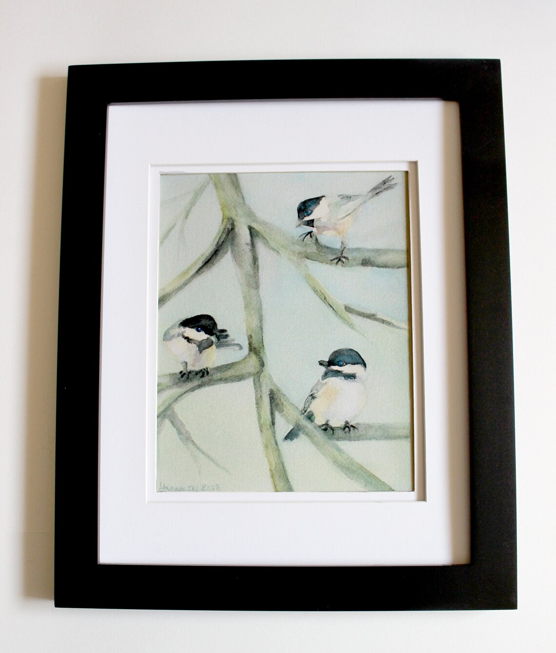 Chickadee Watercolor Art Print Blackcapped Chickadees Painting