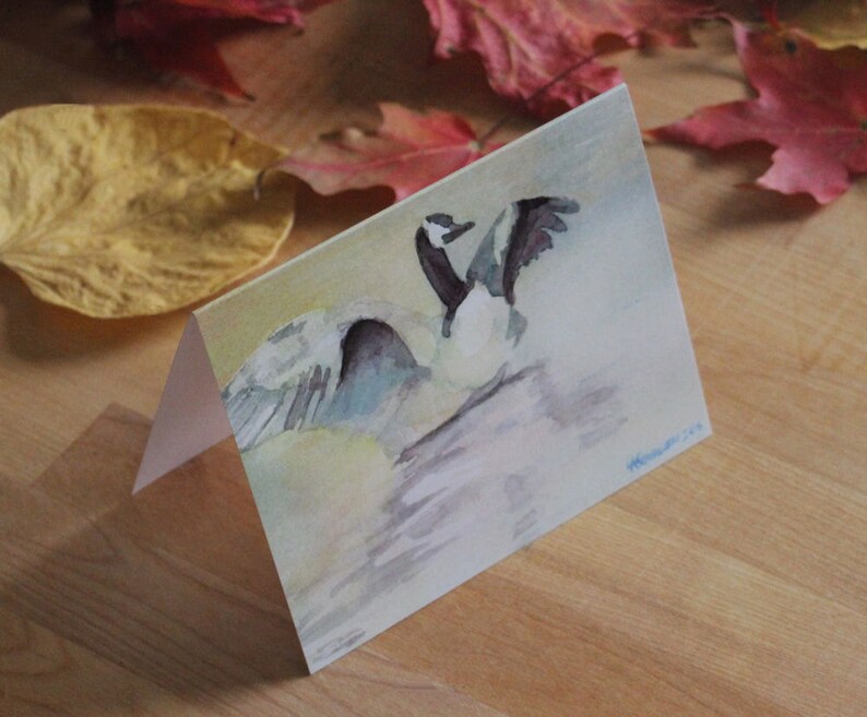 Canadian Goose Note Card Blank Watercolor Bird Notecard Autumn Etsy