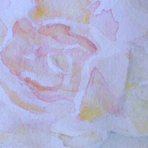 Detailed close-up of the center of the rose hightlighting the brushwork of the image.
